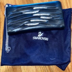 Swarovski black leather clutch